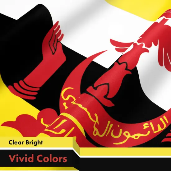 G128 Brunei Bruneian Flag | 3x5 Ft | LiteWeave Pro Series Printed 150D Polyester | Country Flag, Indoor/Outdoor, Vibrant Colors, Brass Grommets {3}