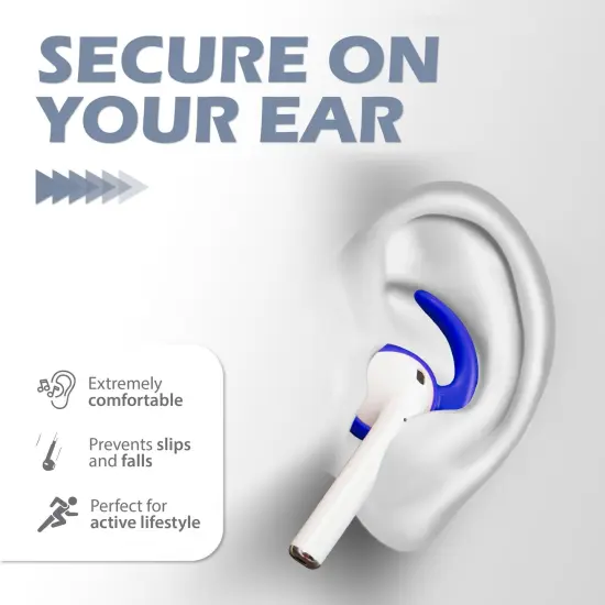 Insten 3 Pairs Ear Hooks Compatible with AirPods 1 & 2 Earbuds, Anti-Lost EarHooks Accessories, Comfortable Soft Silicone Covers, with Storage Box (Not Fit in Charging Case) Blue {2}