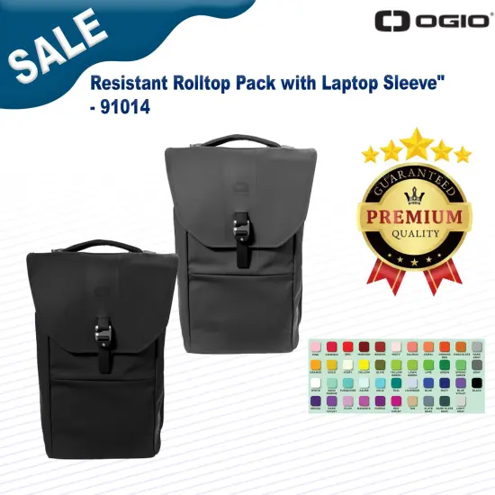 OGIO&reg; Resistant Rolltop Pack with Laptop Sleeve Blacktop {2}