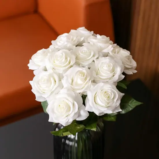 2Pcs White Roses Artificial Flowers Bouquet {3}