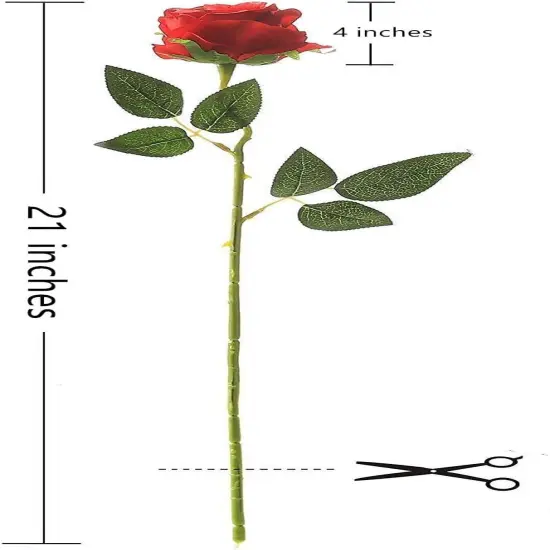 12 pcs Artificial Red Roses Flowers Long Stem Fake Silk Rose {2}