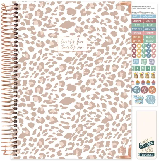 bloom daily planners 2025-26 Academic Planner, Hard Cover, 8.5" x 11", Tan Leopard {1}