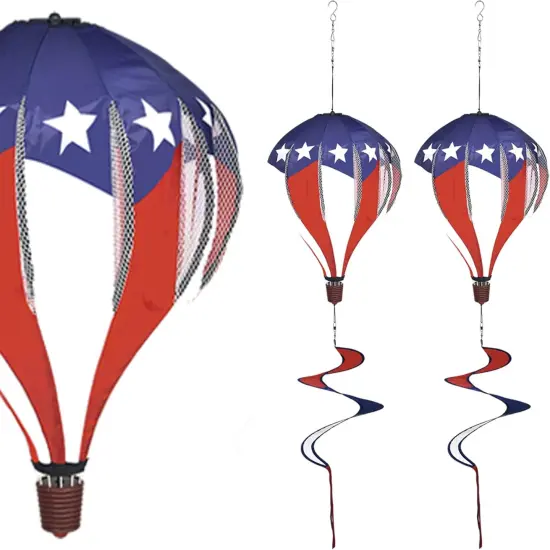 Patriotic Hot Air Balloon Garden Wind Spinners Giant Flag Pinwheels Whirligigs Windmill Toys for Kids Yard Decor Lawn Decorations {1}