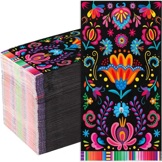 100Pcs Mexican Fiesta Napkins 3Ply Colorful Flower Paper Napkins Disposable Bathroom Hand Napkins Guest Towels Mayo Dance Taco Pinata Dinner Napkins for Mexican Fiesta Party Decorations Birthday {1}