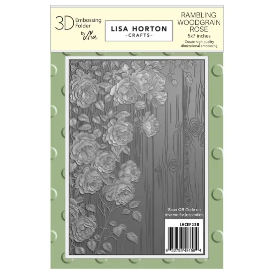 Lisa Horton Crafts Embossing Folder 5"X7"-Rambling Woodgrain Rose {1}