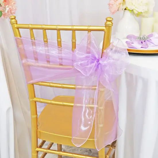 10 Pieces Lavender Organza Chair Sashes 8"x108" Wedding & Event Decor {2}