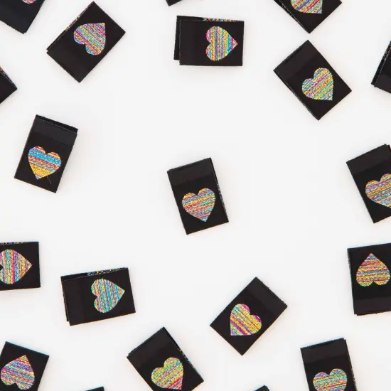 Metallic Rainbow Heart Woven Sewing and Quilting Labels {2}