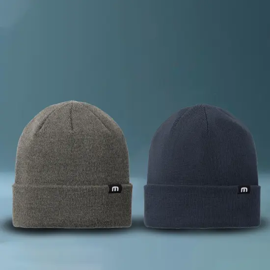 TravisMathew Solid Cuffed Beanie Acrylic Warm Comfortable Adjustable Cuff Black {2}