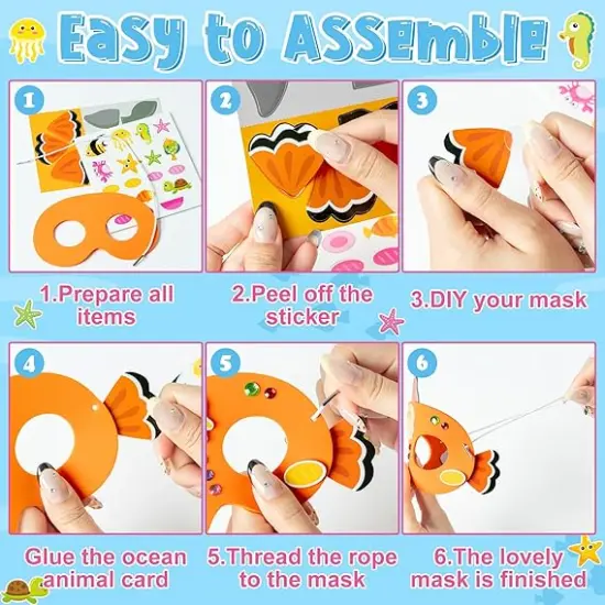 24pcs Make Your Own Sea World Animal Foam Mask Kit for Kid {3}
