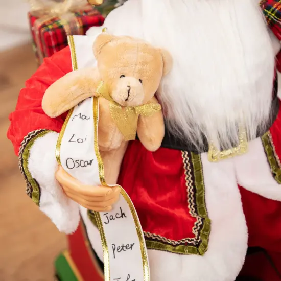 Northlight 3' Traditional Santa Claus Sitting on Decorative Locomotive Train Car Christmas Figure Red {7}