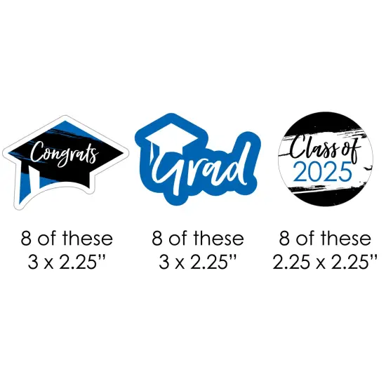 Big Dot of Happiness Blue 2025 Graduation Party - DIY Shaped Cut-Outs - 24 Count {3}