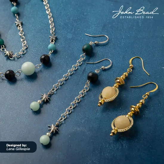 John Bead 10mm Solar System Universe Galaxy 7" Bead Strand Comets {2}