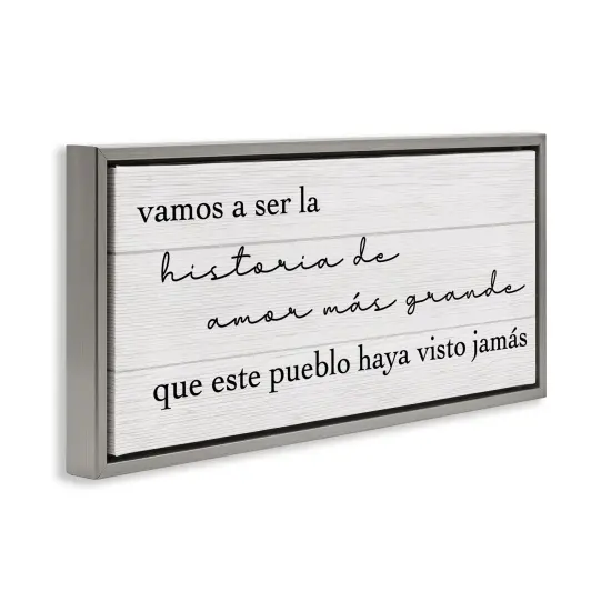 Stupell Industries Historia de Amor Más Grande Framed Floater Canvas Wall Art Gray Floater Frame {3}