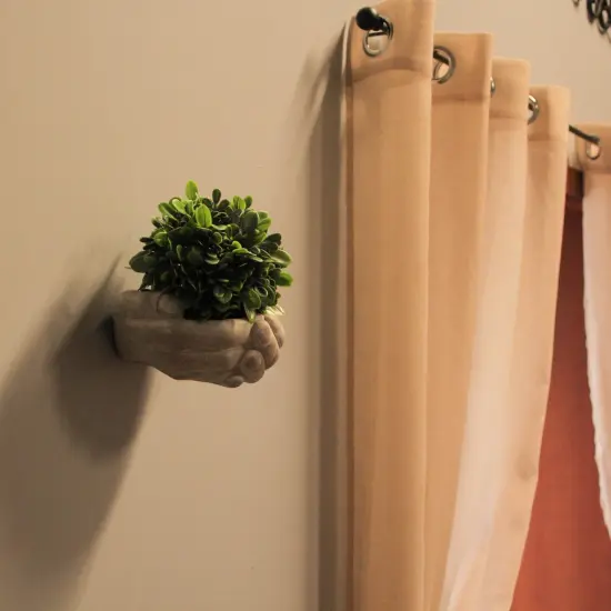 Cement Cupped Hands Wall-Mountable Planter & Birdfeeder {5}