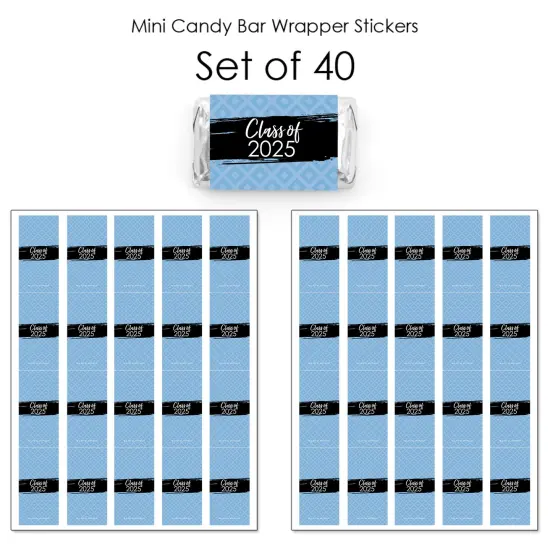 Big Dot of Happiness 2025 Light Blue Graduation Party - Mini Candy Bar Wrapper Stickers - Small Favors - 40 Count {4}