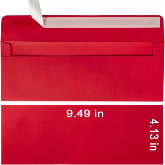 50 Pack #10 Business Envelopes Self Seal 4x9 Standard Envelopes for Business, Invoices, Letter Mailing, 4 1/8 x 9 1/2 Inches (Red, 4.13 x 9.49) {3}