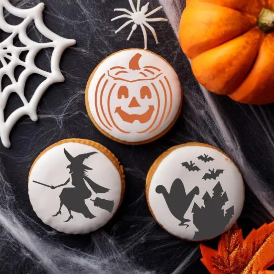 1.5-Inch Small Halloween Candy Stencils: Witch, Jack-o-Lantern, Ghosts | C198 by Designer Stencils | {2}