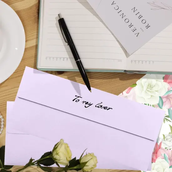 50 Pack Light Purple #10 Business Envelopes, Standard Envelopes Self Seal, 4 1/8 x 9 1/2 Inch Letter Size Business Mailing Envelopes for Checks Invoices Statements Baby Shower Wedding Birthday {3}