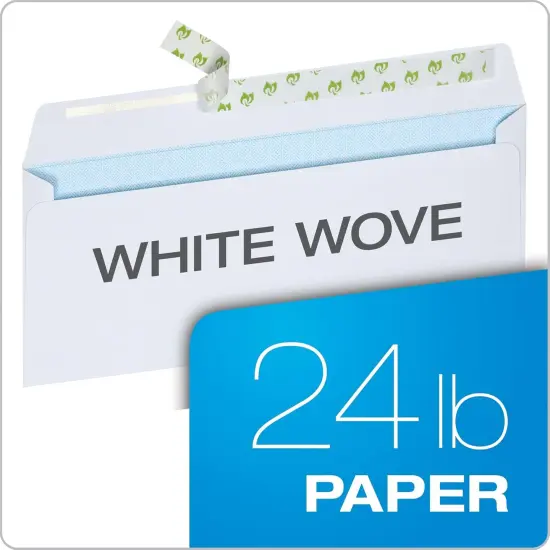 #10 Security Envelopes, No Window, Redi-Strip Self Seal Envelopes, 24-lb White Wove, 4-1/8" x 9-1/2", 100 per Box (QUA69117) {4}