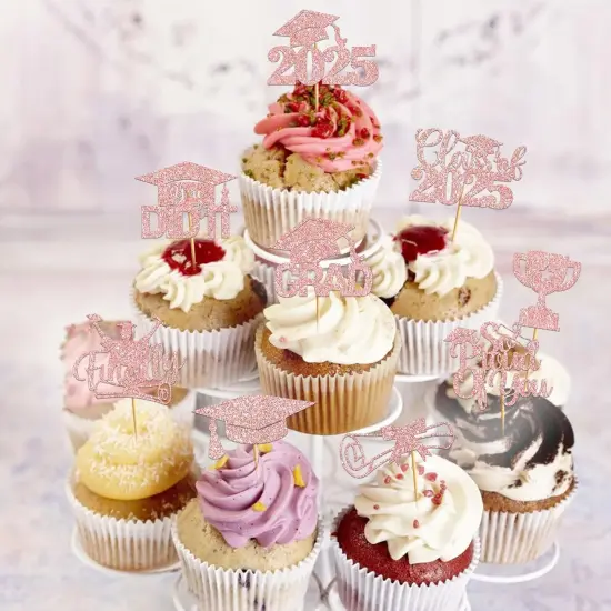 8Pcs Graduation Cupcake Toppers 2025 Graduation Decorations Class of 2025 Cupcake Toppers Graduation Party Decorations 2025 Cupcake Picks Grad Cupcake Toppers (rose gold) {3}