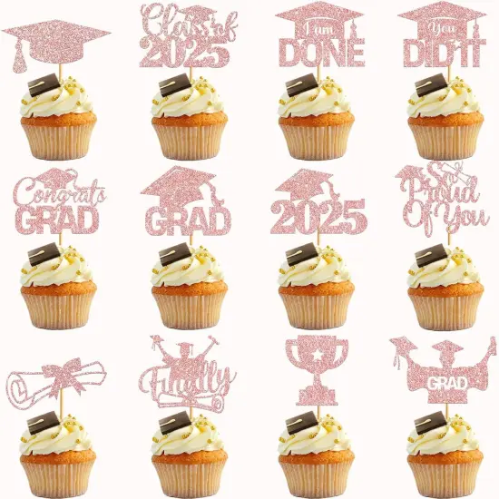 8Pcs Graduation Cupcake Toppers 2025 Graduation Decorations Class of 2025 Cupcake Toppers Graduation Party Decorations 2025 Cupcake Picks Grad Cupcake Toppers (rose gold) {1}