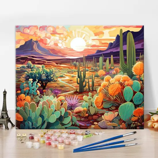 Succulent Paint by Numbers Kit for Adults, Landscape Paint by Numbers, Abstract Fantasy Desert Watercolor Adult Paint by Numbers {1}