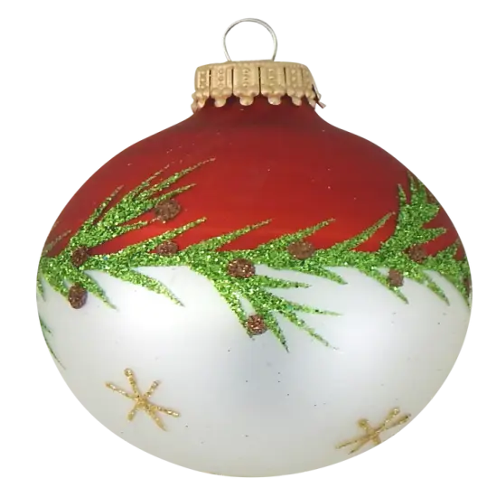 Krebs Glass Ball Ornament - Bi-Color Pine Garland - 4 Pack {2}