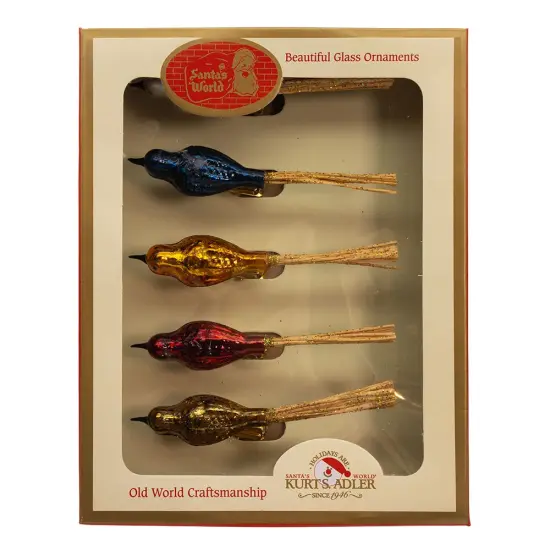 Glass Vintage Clip-On Bird Ornaments - 5 Piece Set {1}