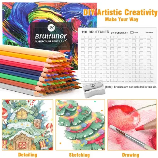 Watercolor Pencils 120 Professional Water Colored Pencils for Adult Coloring Book Blending Sketching {2}