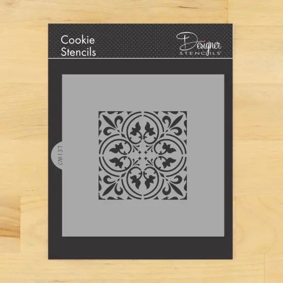 3-Inch Small Scroll Tile Cookie & Craft Stencil | CM137 by Designer Stencils | Cookie Decorating Tools | Baking Stencils for Royal Icing, Airbrush, Dusting Powder | Craft Stencils for Canvas, Paper, Wood | Reusable Food Grade Stencil {1}