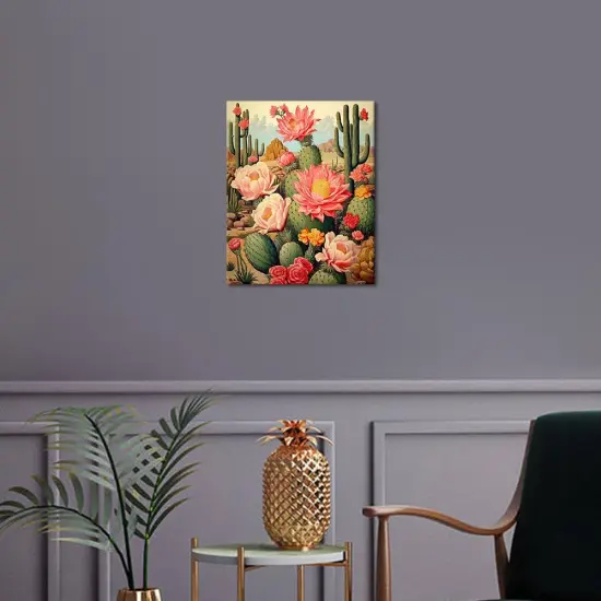 Cactus Paint by Number Desert Landscape Adult Paint by Number Kits on Canvas DIY Paint {2}