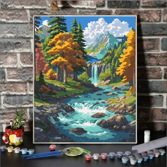 Mountain Stream Paint by Numbers Kit for Adults Mountains Canvas Painting Kit Beginner Landscape Oil Paint by Number Kits National Parks Kit for Adults Beginners 16x 20 in {2}