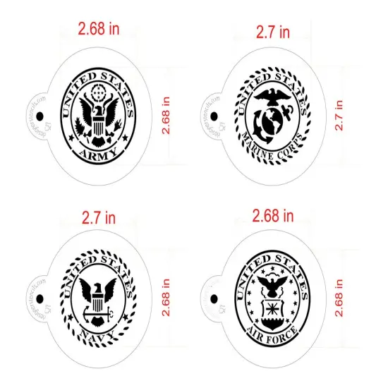 US Military Seals Cookie Stencil Set: Marines, Navy, Army, Air Force | C1009 by Designer Stencils | Stencils for Royal Icing, Airbrush, Dusting Powder | {2}
