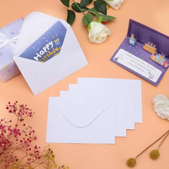 100 Pack White 4x6 Envelopes, Contour Flap A4 Envelopes for Engagement Invites, Weddings Invitation, announcements, Baby shower, Perfect for RSVP Card 120gsm, 4.5 x 6.4 Inches - 100% Recycled {2}