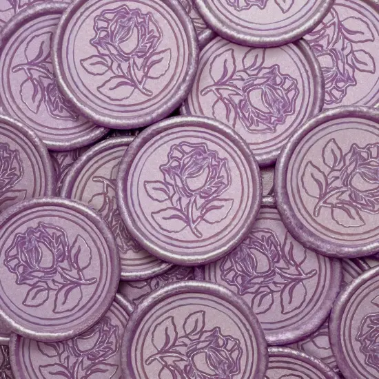 25Pcs Wax Seal Stickers Handmade Envelope Seals Self Adhesive Wax Stickers for Wedding Party Invitations, Envelope, Gift Wrap, Christmas(Rose Style, Lilac Purple Wax) {1}