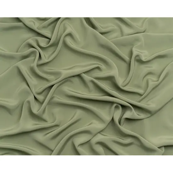 1 Yard Oil Green Silk 4-Ply Crepe 44" Wide Luxurious Solid Silk Fabric {3}