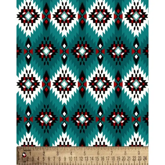 Southwest Spirit Diamond Teal Cotton Fabric | By the Yard | Sewing and Crafting | 44 inches wide {1}