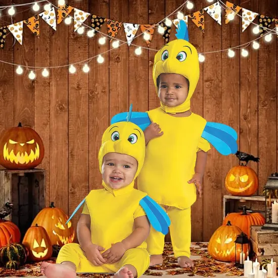 Baby Little Mermaid Flounder Toddler Costume Yellow Jumpsuit {2}