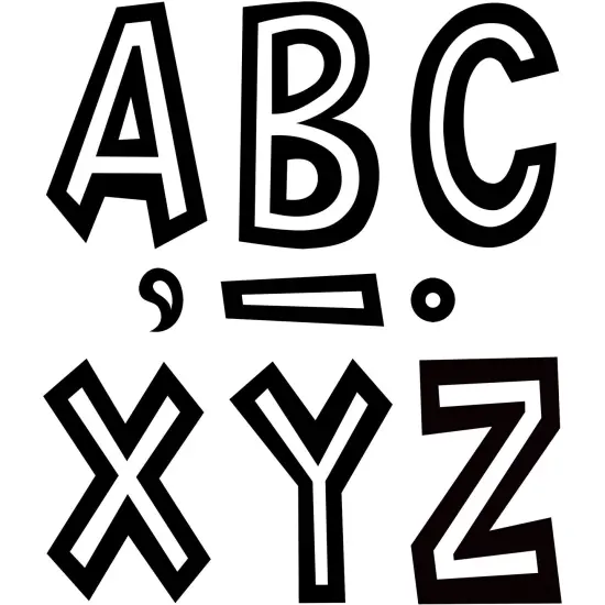 Black and White 7" Fun Font Letters, Pack of 120 {1}