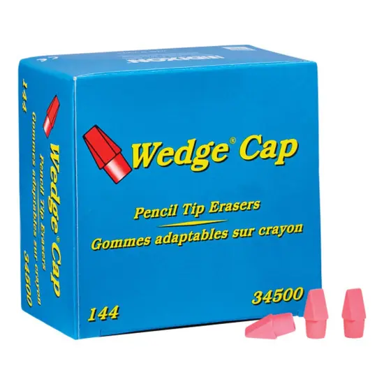 Wedge Pencil Cap Erasers, Pink, Pack of 144 {1}
