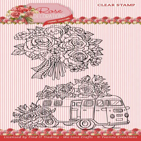 Find It Trading Yvonne Creations Clear Stamps-Suitcase, Rose Decorations {1}