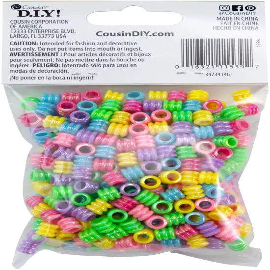 CousinDIY Fun Pack Acrylic Large Hole Tube Beads 400/Pkg-Assorted Colors {3}