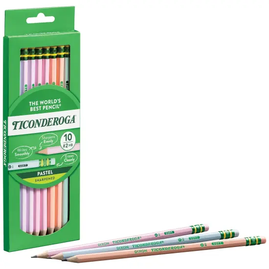 10ct No2 Pastel Pencils Ticonderoga 5 Assorted Colors {1}