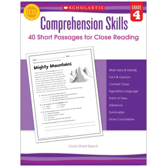 Comprehension Skills: Short Passages for Close Reading Book, Grade 4 {1}