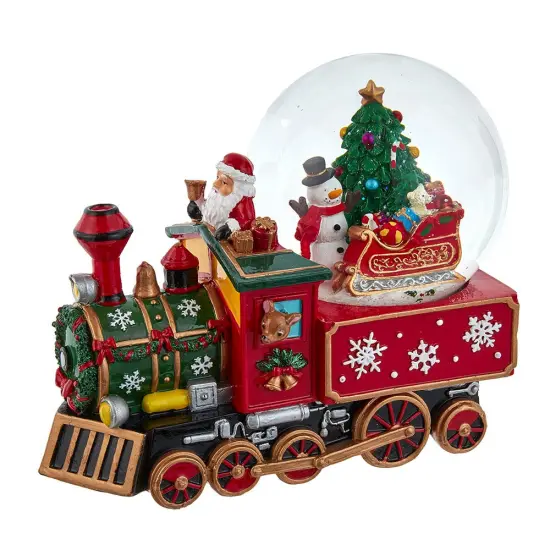 Kurt Adler 120MM Musical Santa Driving Train Water Globe {1}