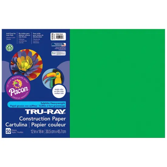 Construction Paper, Festive Green, 12" x 18", 50 Sheets {1}