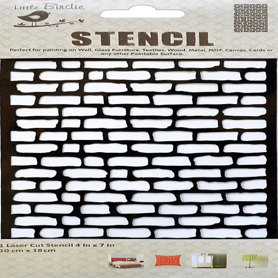 Little Birdie Reusable Stencil 4"X7"-Brick {1}