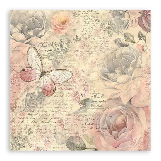 Stamperia Polyester Fabric 12"X12" 4/Pkg-SHABBY ROSE {4}