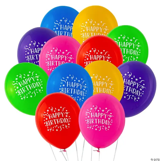 11" Bright Happy Birthday Latex Balloons 24 Pc. {2}