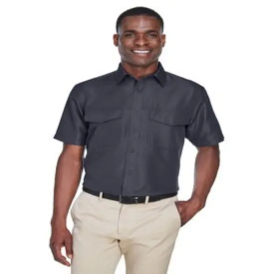Harriton&reg; Men's Key West Short-Sleeve Performance Staff Shirt Navy {3}
